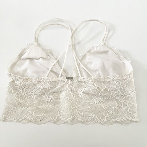 Gilly Hicks Laced Bralette Size S Top Double Straps Ivory Romantic Cute Sexy - Picture 6 of 10